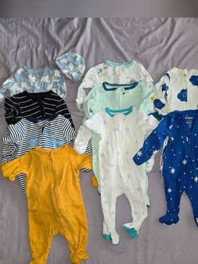 cloud island Multicolor Baby Footie Set - Yellow, Blue, Mint, White